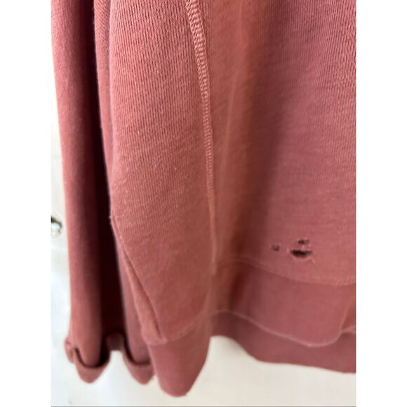AE American Eagle oversized cropped medium M sweatshirt distressed holes dusty r - Picture 7 of 10